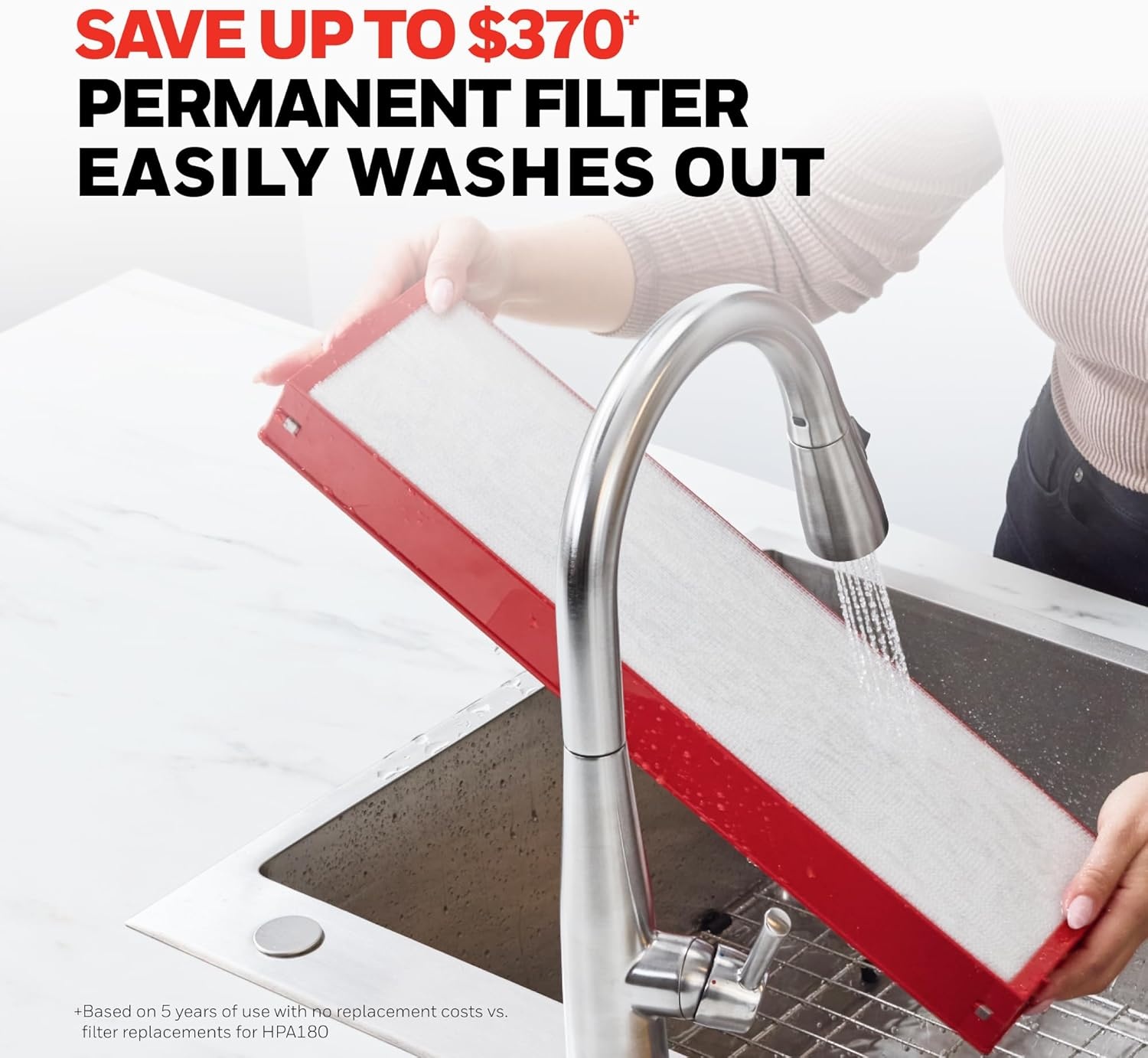 image:imageHoneywell Air Genius 5 Air Purifier for Large Rooms up to 1200 Ft Permanent Washable Filters Reduces Dust Pollen Pet Dander Odors Smoke Black HFD320