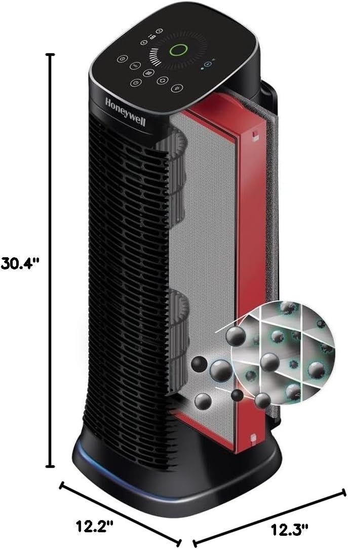 image:imageHoneywell Air Genius Air Purifier for Home Large Rooms up to 1268Ft with Permanent Washable Filter Reduces Dust Pollen Pet Dander Odors Smoke Black HFD360