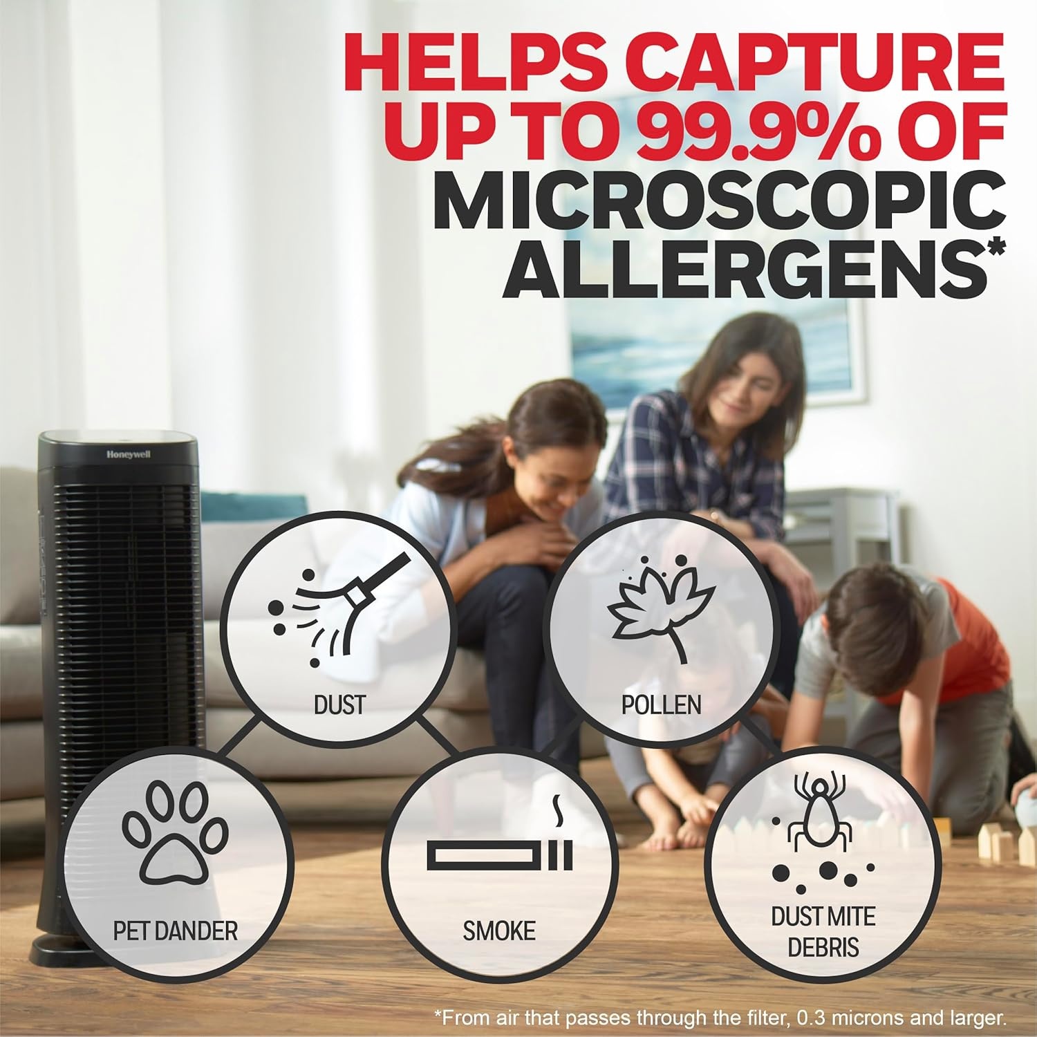 image:imageHoneywell Air Genius Air Purifier for Home Large Rooms up to 1268Ft with Permanent Washable Filter Reduces Dust Pollen Pet Dander Odors Smoke Black HFD360