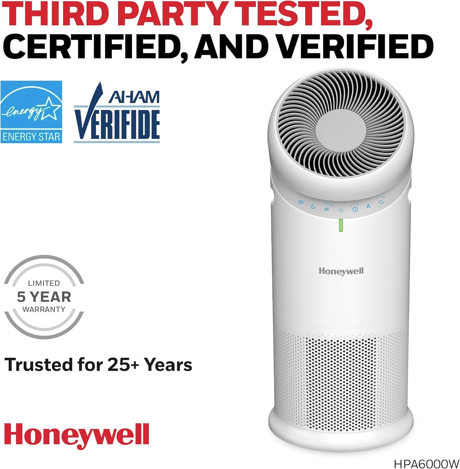 image:imageHoneywell Allergen Plus 3in1 HEPA Air Purifier for Home Fan amp Adjustable Airflow for Large Rooms up to 1928 Ft Air Quality Sensor Reduces Allergens Pet Dander amp Odors HPA6000 WhiteWhite