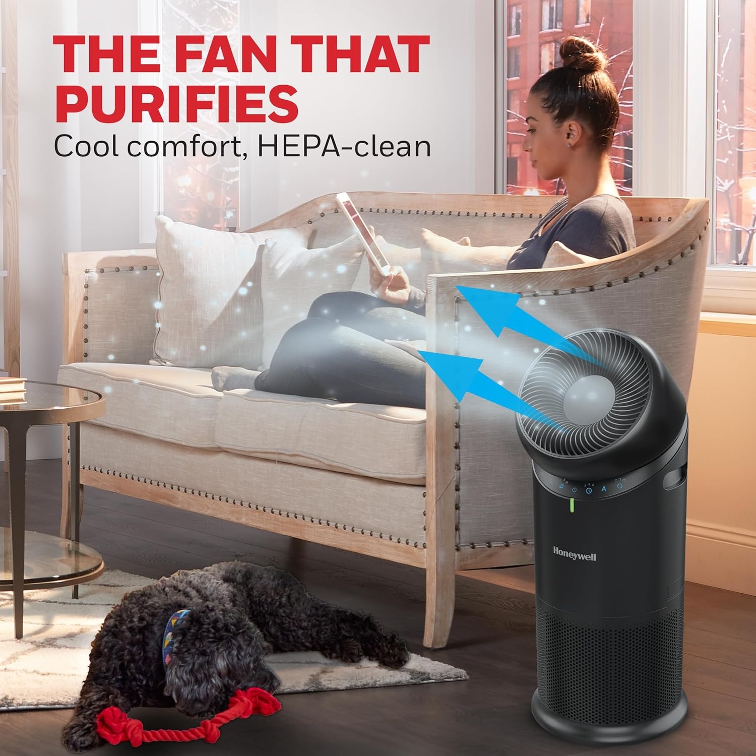 image:imageHoneywell Allergen Plus 3in1 HEPA Air Purifier for Home Fan amp Adjustable Airflow for Large Rooms up to 1928 Ft Air Quality Sensor Reduces Allergens Pet Dander amp Odors HPA6000 WhiteBlack