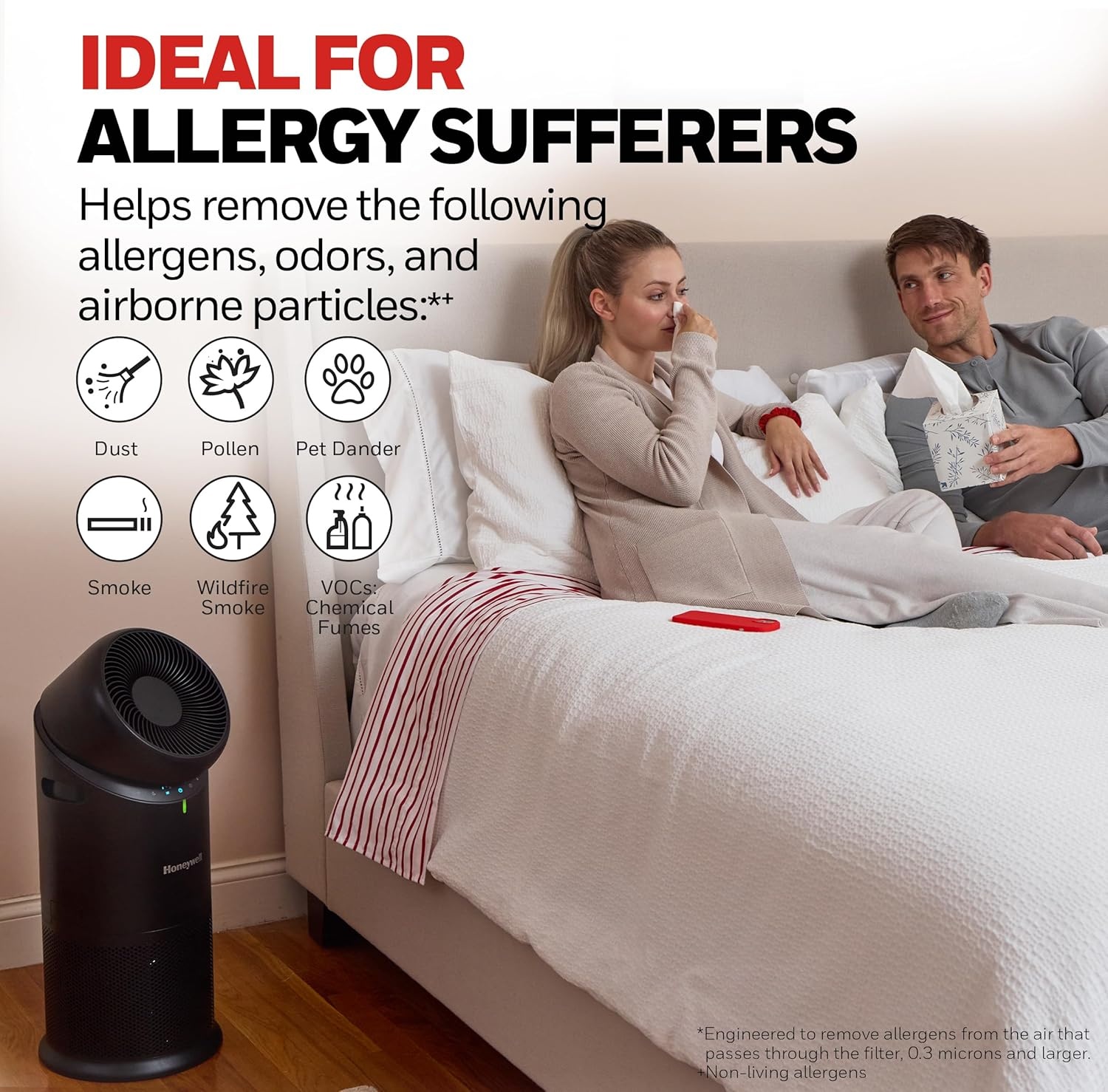 image:imageHoneywell Allergen Plus 3in1 HEPA Air Purifier for Home Fan amp Adjustable Airflow for Large Rooms up to 1928 Ft Air Quality Sensor Reduces Allergens Pet Dander amp Odors HPA6000 WhiteBlack