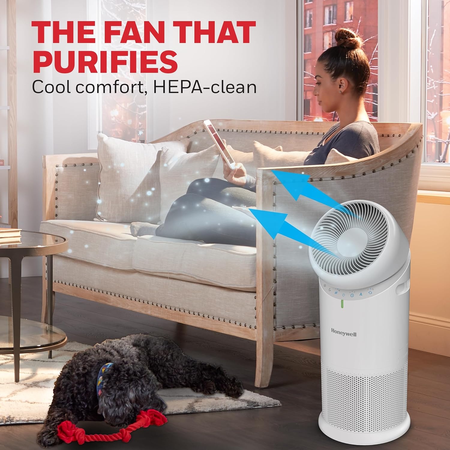 image:imageHoneywell Allergen Plus 3in1 HEPA Air Purifier for Home Fan amp Adjustable Airflow for Large Rooms up to 1928 Ft Air Quality Sensor Reduces Allergens Pet Dander amp Odors HPA6000 WhiteWhite