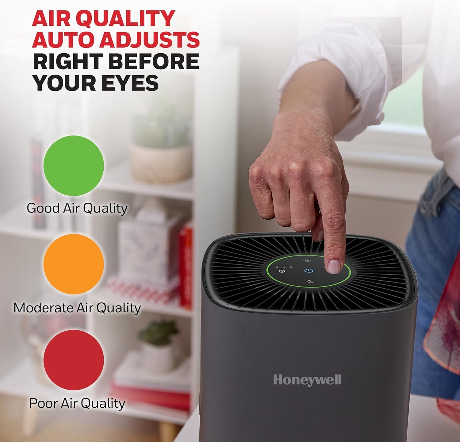 image:imageHoneywell Allergen Plus Compact HEPA Small Room Air Purifiers for Home Up to 530 Ft Coverage 3in1 Filter Pet Dander Smoke amp Odor Reducer Air Quality Sensor with Auto Mode Black HPA125BGrey