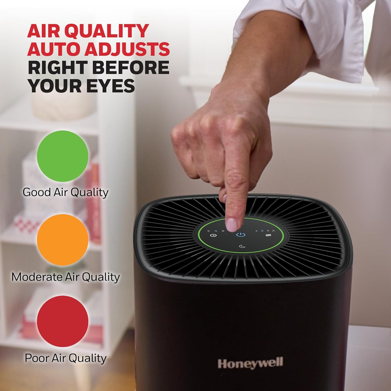 image:imageHoneywell Allergen Plus Compact HEPA Small Room Air Purifiers for Home Up to 530 Ft Coverage 3in1 Filter Pet Dander Smoke amp Odor Reducer Air Quality Sensor with Auto Mode Black HPA125BBlack