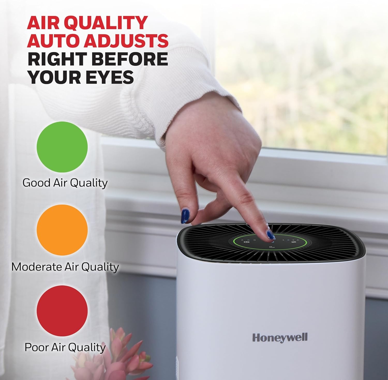 image:imageHoneywell Allergen Plus Compact HEPA Small Room Air Purifiers for Home Up to 530 Ft Coverage 3in1 Filter Pet Dander Smoke amp Odor Reducer Air Quality Sensor with Auto Mode Black HPA125BWhite