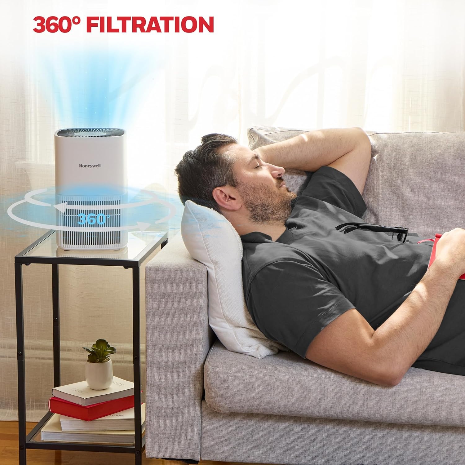 image:imageHoneywell Allergen Plus Compact HEPA Small Room Air Purifiers for Home Up to 530 Ft Coverage 3in1 Filter Pet Dander Smoke amp Odor Reducer Air Quality Sensor with Auto Mode Black HPA125BWhite