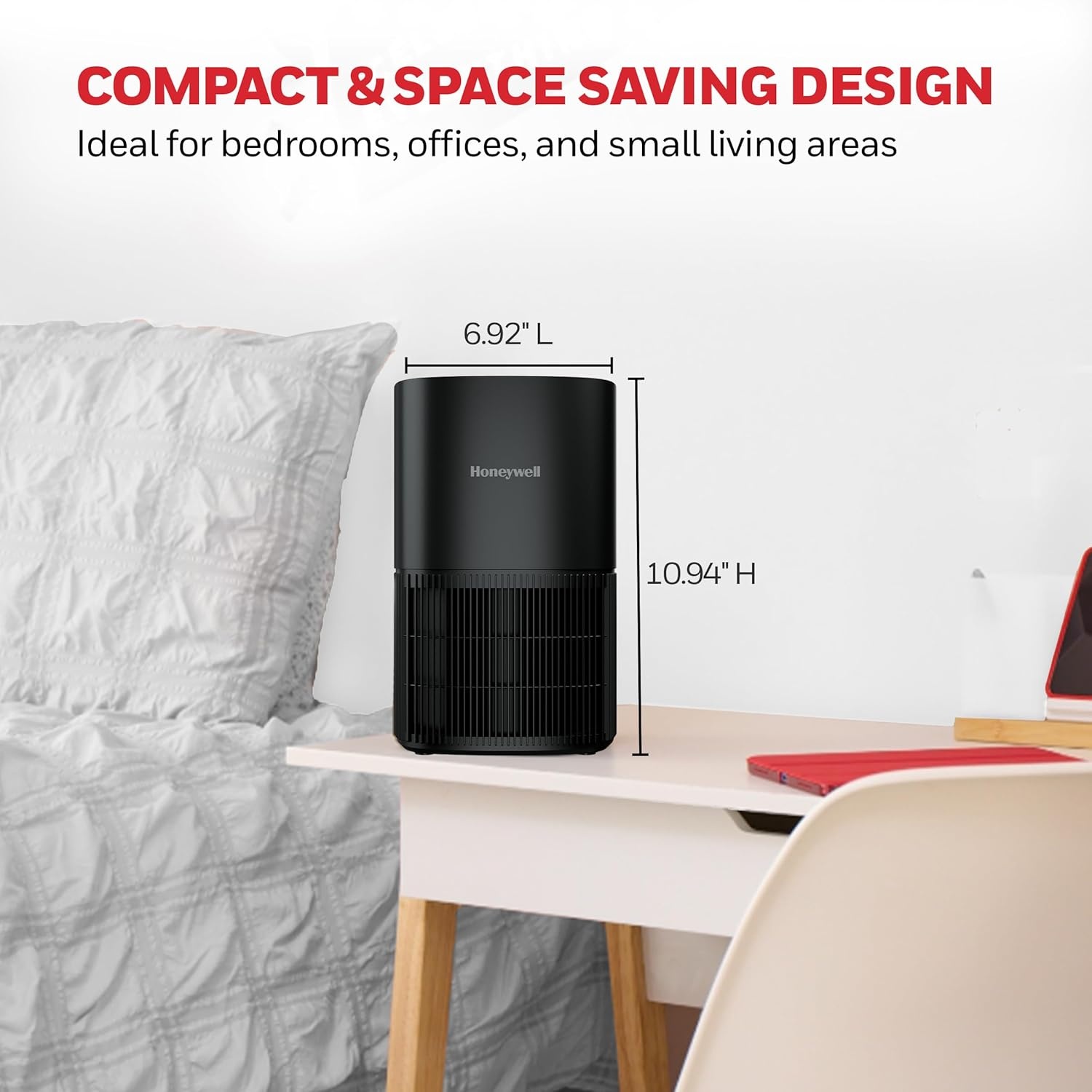 image:imageHoneywell Allergen Plus Compact HEPA Small Room Air Purifiers for Home Up to 530 Ft Coverage 3in1 Filter Pet Dander Smoke amp Odor Reducer Air Quality Sensor with Auto Mode Black HPA125BBlack
