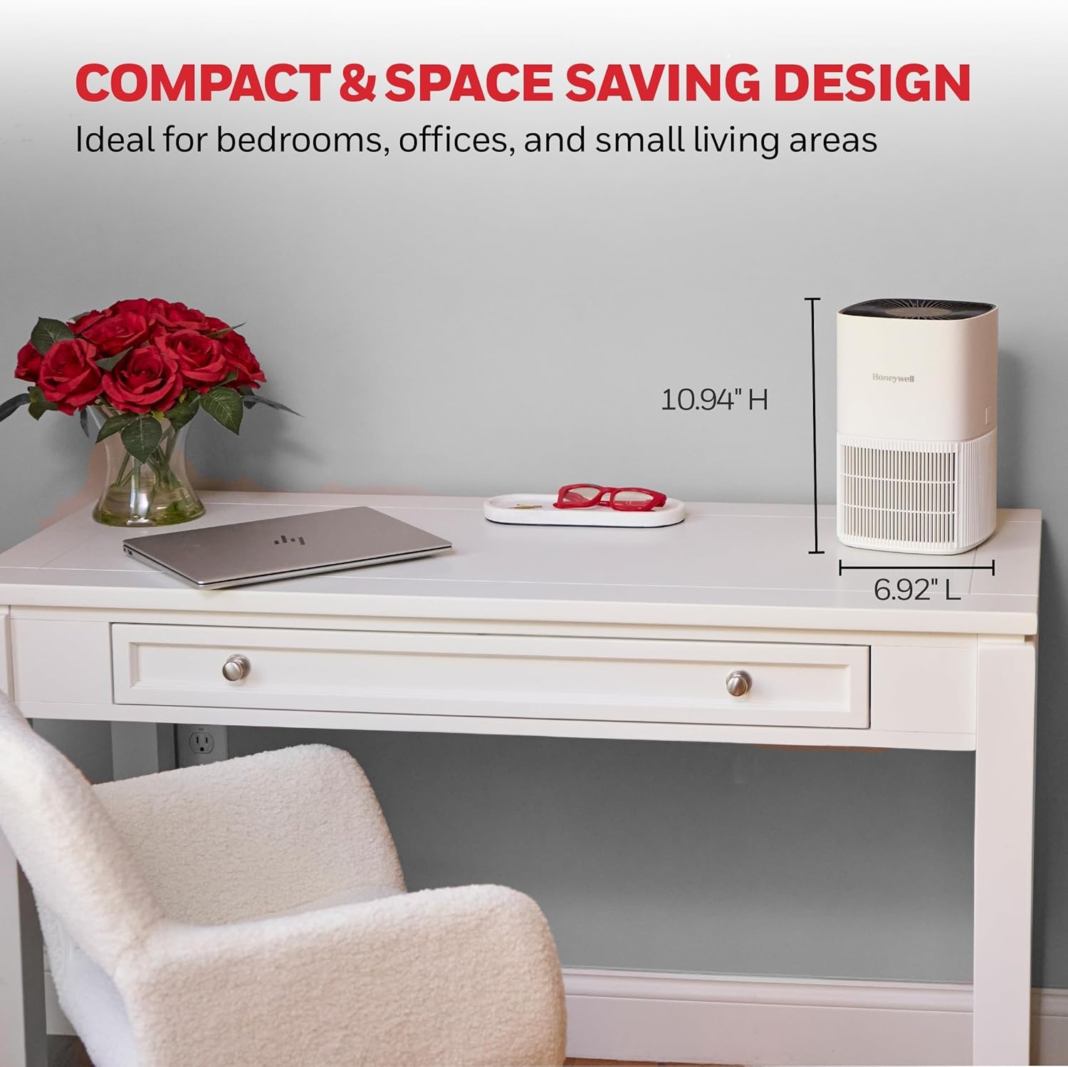 image:imageHoneywell Allergen Plus Compact HEPA Small Room Air Purifiers for Home Up to 530 Ft Coverage 3in1 Filter Pet Dander Smoke amp Odor Reducer Air Quality Sensor with Auto Mode Black HPA125BWhite