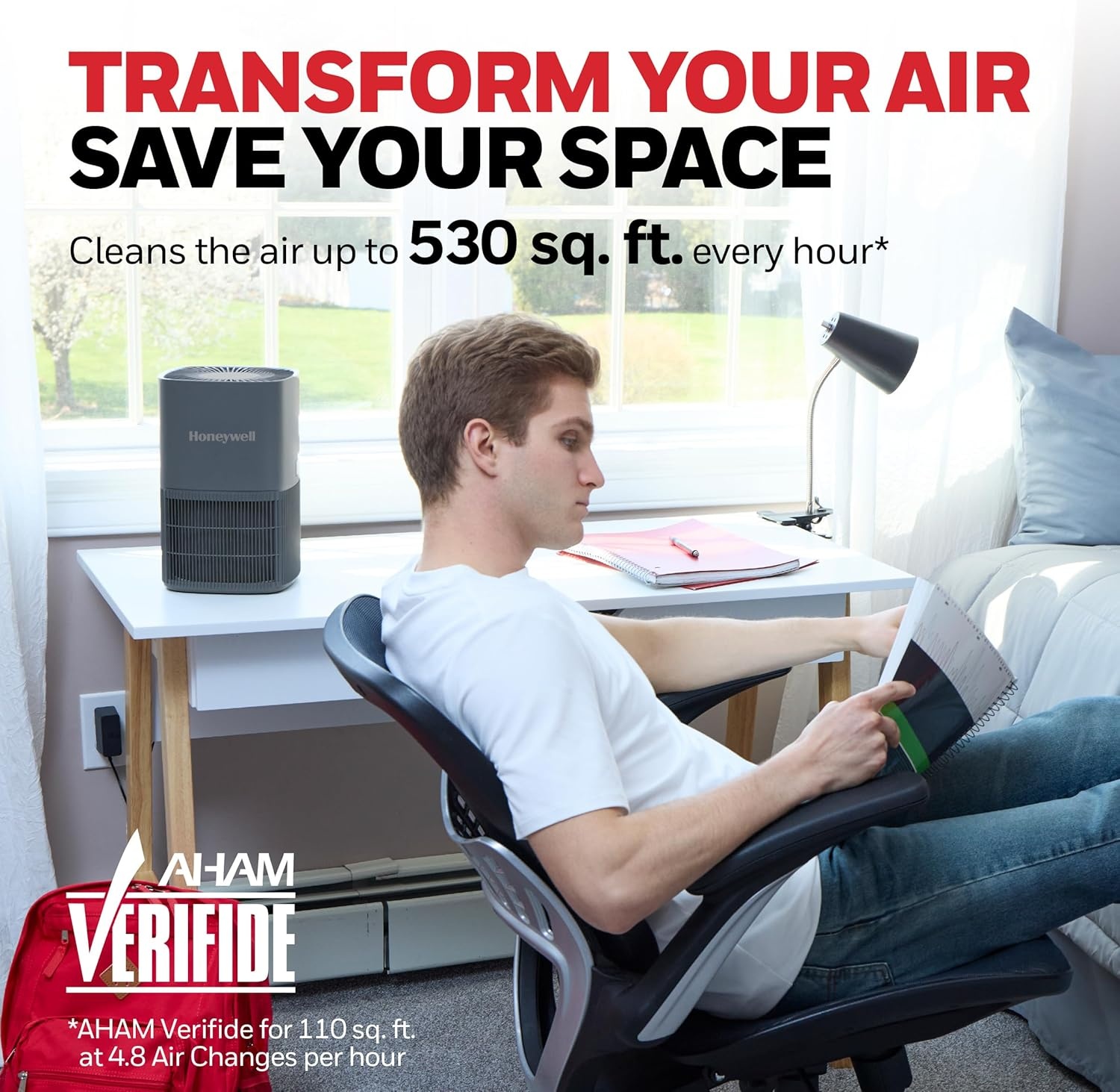 image:imageHoneywell Allergen Plus Compact HEPA Small Room Air Purifiers for Home Up to 530 Ft Coverage 3in1 Filter Pet Dander Smoke amp Odor Reducer Air Quality Sensor with Auto Mode Black HPA125BGrey