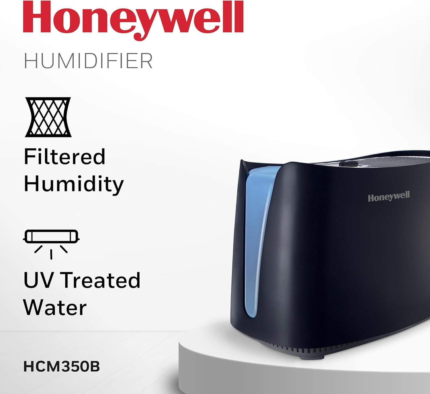 image:imageHoneywell Cool Moisture Humidifier For Bedroom Medium Rooms 11 Gallon Invisible Moisture Humidifier for Baby Kids Quiet Easy to Clean UV Technology Black HCM350B