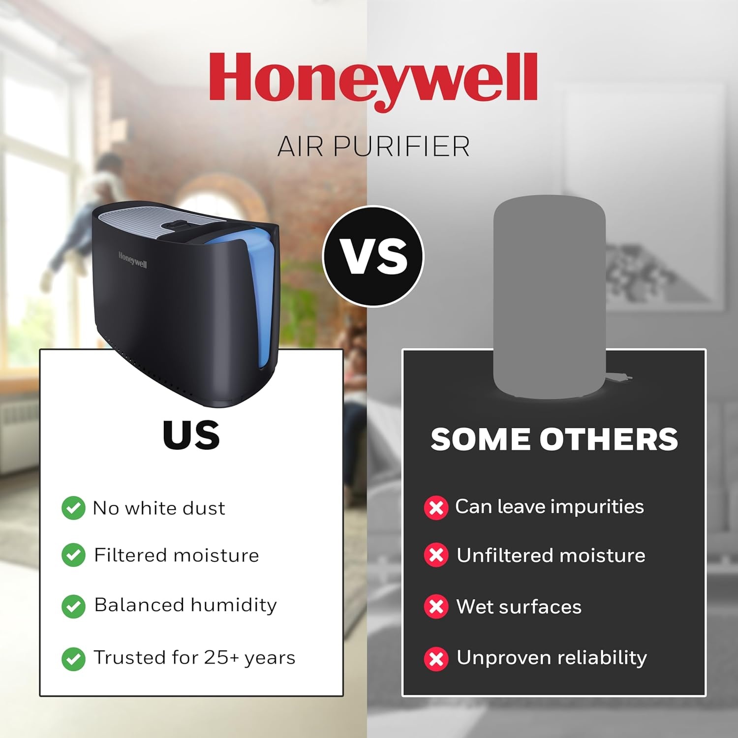 image:imageHoneywell Cool Moisture Humidifier For Bedroom Medium Rooms 11 Gallon Invisible Moisture Humidifier for Baby Kids Quiet Easy to Clean UV Technology Black HCM350B