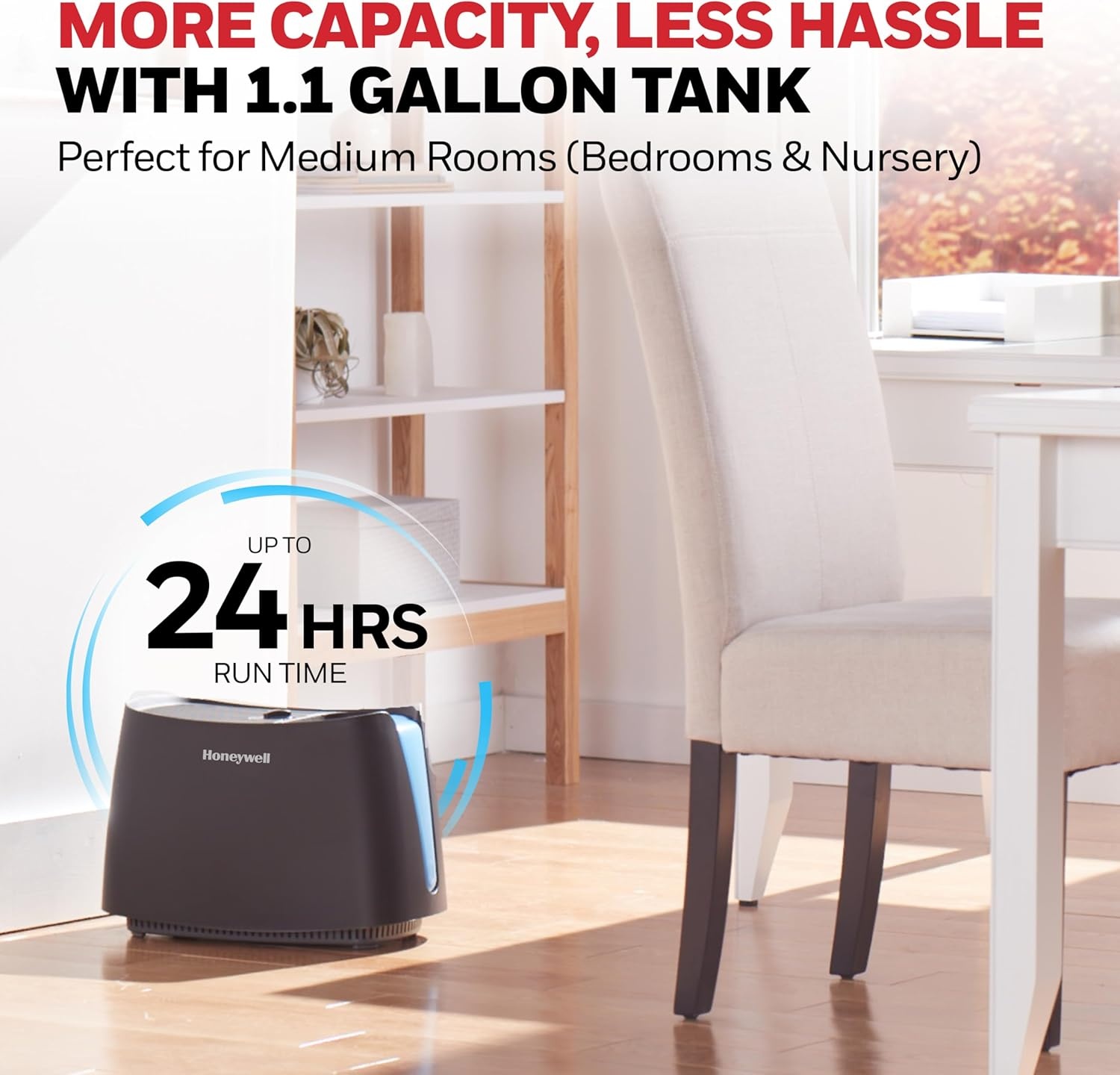 image:imageHoneywell Cool Moisture Humidifier For Bedroom Medium Rooms 11 Gallon Invisible Moisture Humidifier for Baby Kids Quiet Easy to Clean UV Technology Black HCM350B