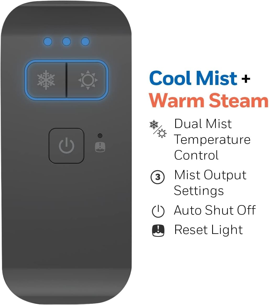 image:imageHoneywell Dual Comfort Cool Warm Mist humidifier Humidifier for Bedroom Office Living Room and Home Provides Temporary Relief from Dry air discomforts Black HWC775B