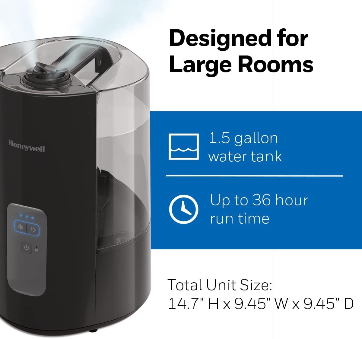 image:imageHoneywell Dual Comfort Cool Warm Mist humidifier Humidifier for Bedroom Office Living Room and Home Provides Temporary Relief from Dry air discomforts Black HWC775B