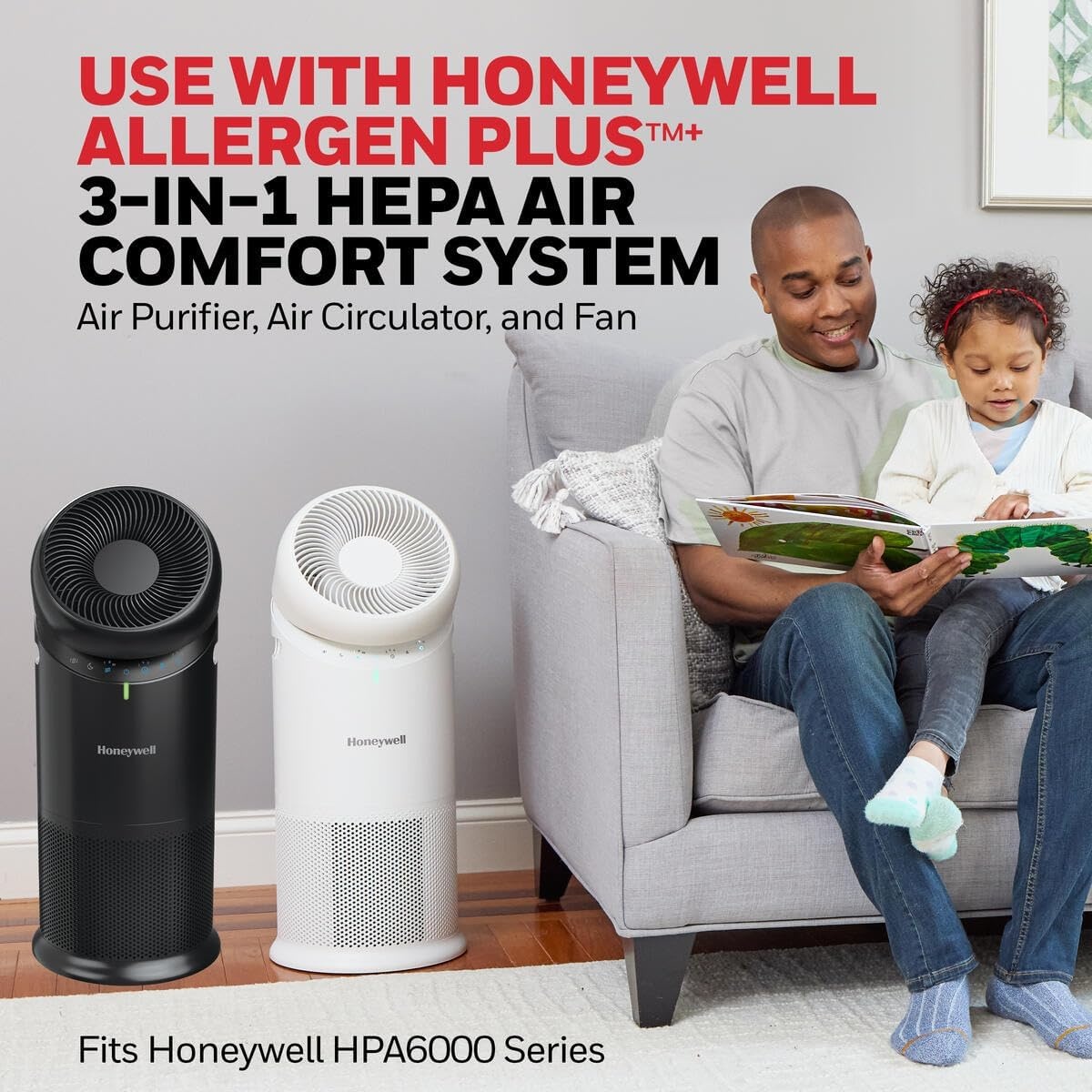 image:imageHoneywell Genuine F HEPA Air Filter Replacement for Honeywell HPA6000 3in1 Filter HEPA amp Carbon Captures up to 9997 of Allergens