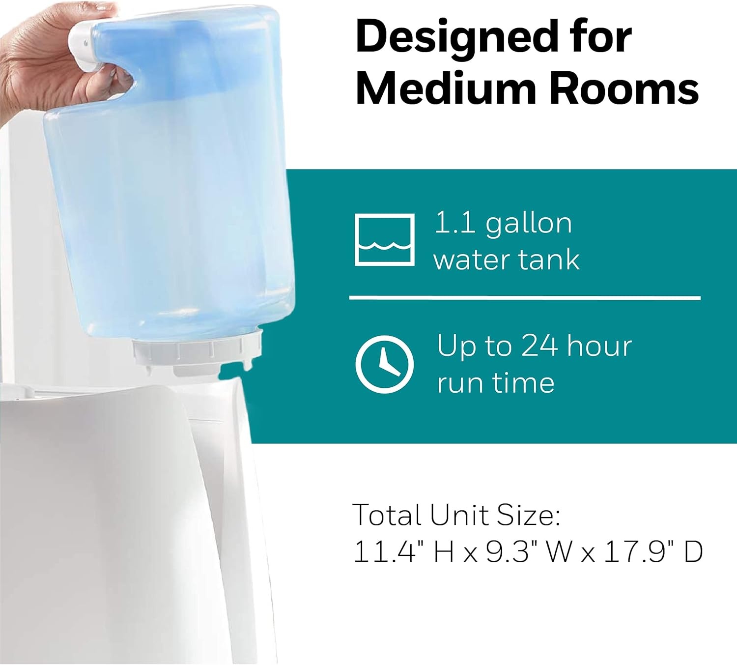 image:imageHoneywell Germ Free Cool Mist Humidifier Medium Room 1 Gallon Tank White Humidifier for Baby and Kids Rooms Bedrooms and More
