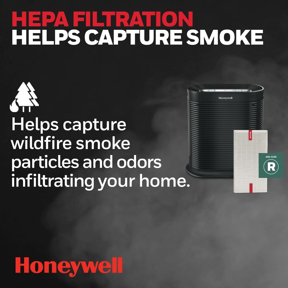 image:imageHoneywell HPA200 HEPA Air Purifier for Large Rooms Microscopic Airborne Allergen Reducer Cleans Up To 1500 Sq Ft in 1 Hour WildfireSmoke Pollen Pet Dander and Dust Air Purifier BlackWhite