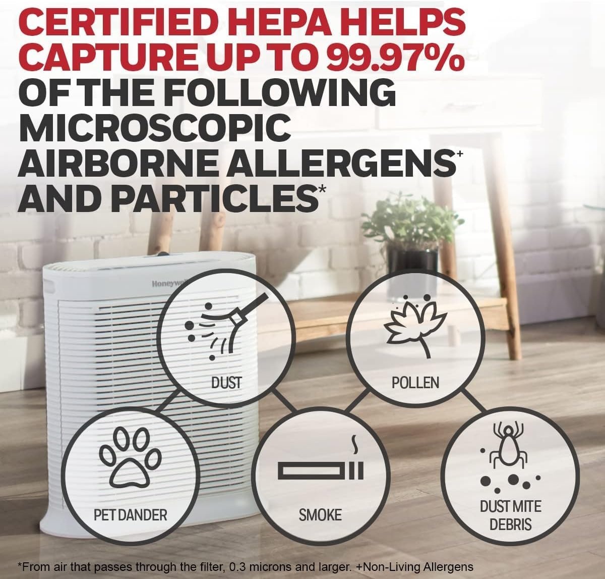image:imageHoneywell HPA200 HEPA Air Purifier for Large Rooms Microscopic Airborne Allergen Reducer Cleans Up To 1500 Sq Ft in 1 Hour WildfireSmoke Pollen Pet Dander and Dust Air Purifier BlackWhite