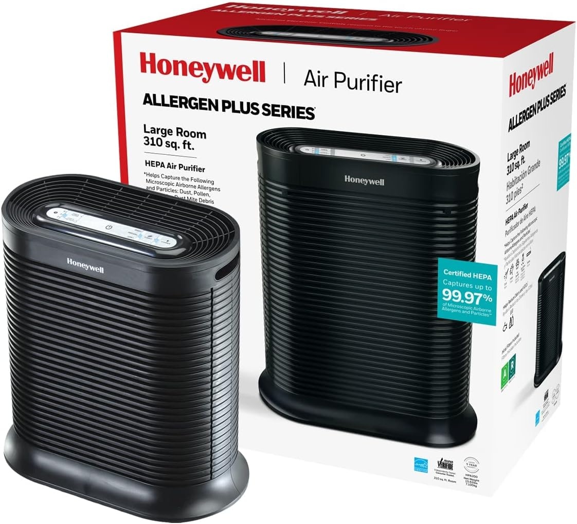 image:imageHoneywell HPA200 HEPA Air Purifier for Large Rooms Microscopic Airborne Allergen Reducer Cleans Up To 1500 Sq Ft in 1 Hour WildfireSmoke Pollen Pet Dander and Dust Air Purifier BlackBlack