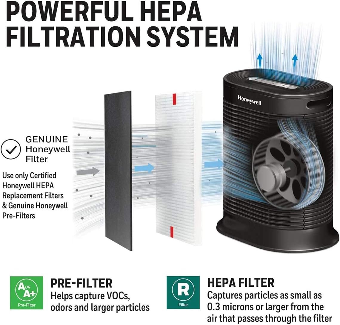 image:imageHoneywell HPA200 HEPA Air Purifier for Large Rooms Microscopic Airborne Allergen Reducer Cleans Up To 1500 Sq Ft in 1 Hour WildfireSmoke Pollen Pet Dander and Dust Air Purifier BlackBlack