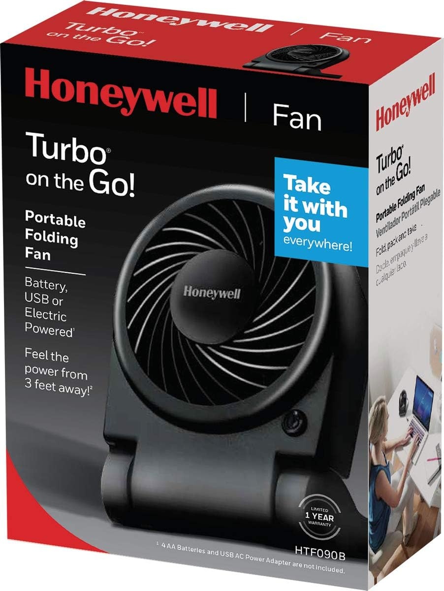 image:imageHoneywell HTF090B Turbo OntheGo Personal Fan Black Small Portable Fan for Travel5 x 22 x 6 inches Pack of 4