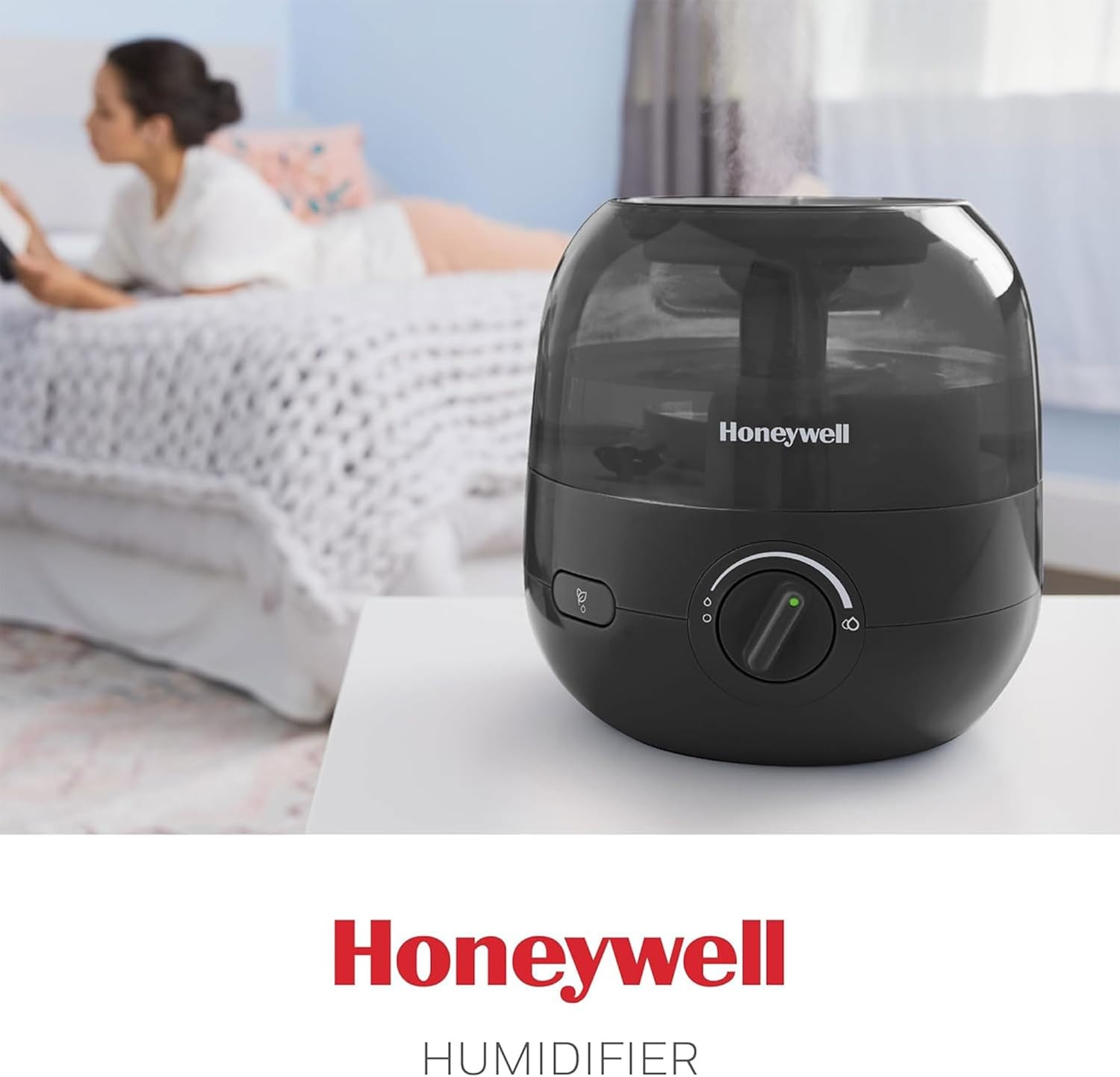 image:imageHoneywell Mini Cool Mist humidifier Easy to Fill and Clean humidifier for small Bedroom Kids Rooms or office Ultra Quiet Operation and Auto ShutOff White HUL525WBlack