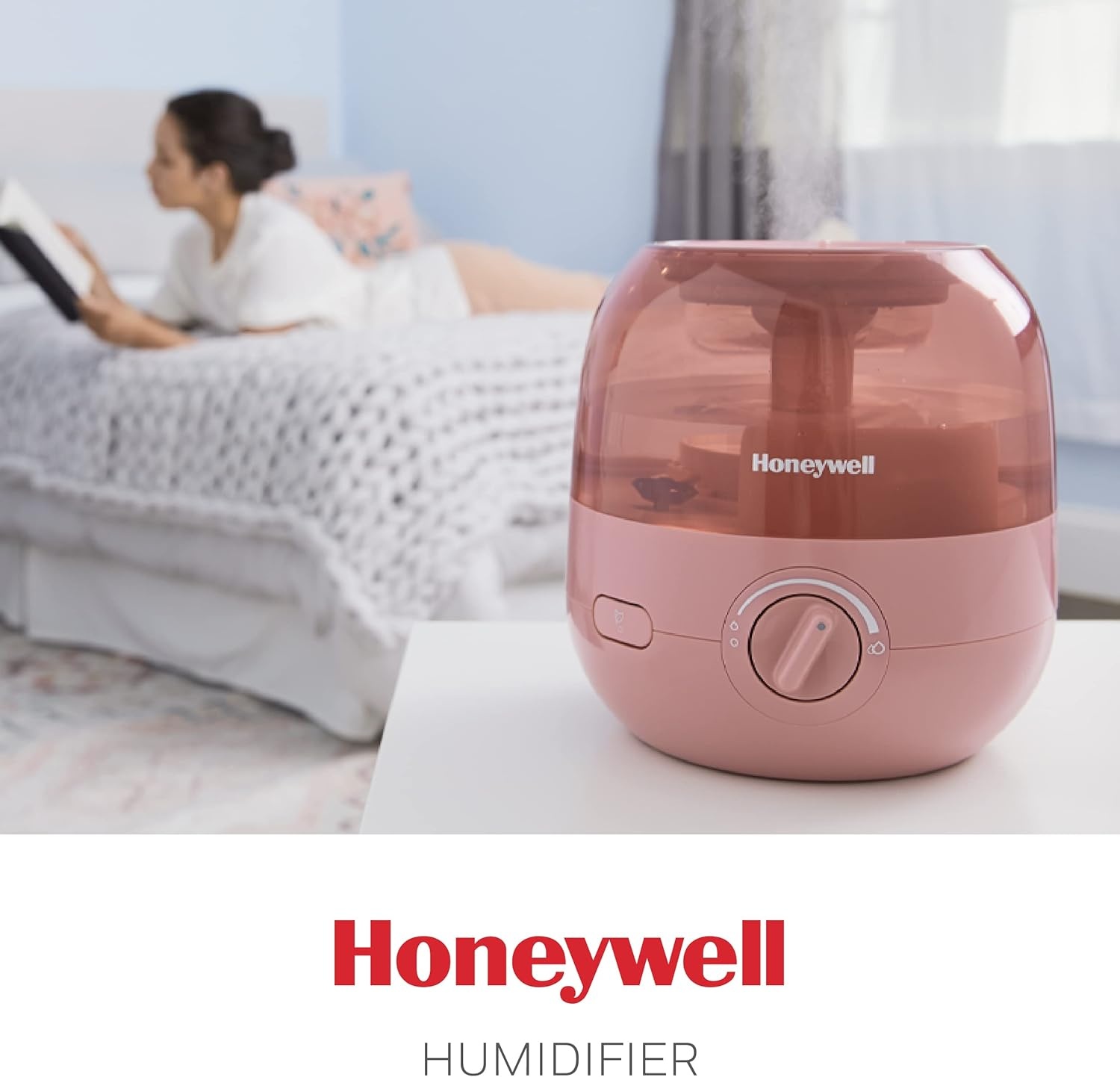 image:imageHoneywell Mini Cool Mist humidifier Easy to Fill and Clean humidifier for small Bedroom Kids Rooms or office Ultra Quiet Operation and Auto ShutOff White HUL525WRose