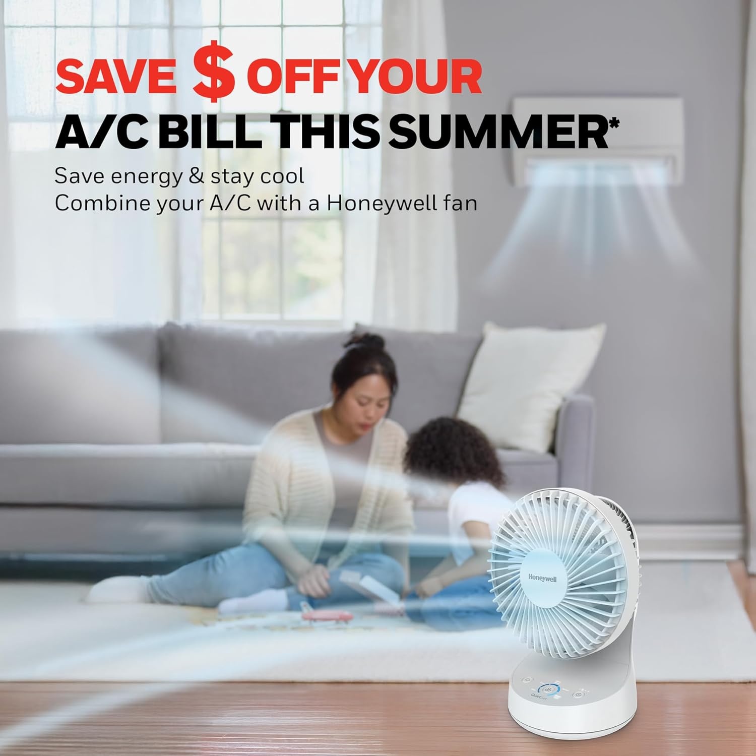 image:imageHoneywell QuietSet 5 Oscillating Table Fan White Personal and Small Room Fan with Quiet Operation and 5 Levels of Power and SoundWhite