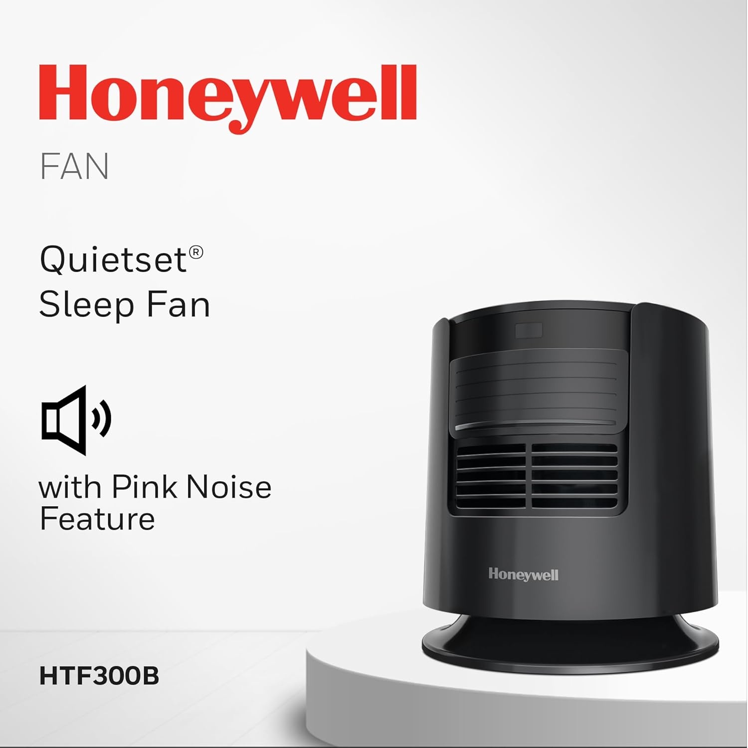 image:imageHoneywell QuietSet Personal Sleep Fan Noise Machine with Pink Noise 3 Speeds Adjustable Head Nightstand and Bedside Fan Black HTF300B