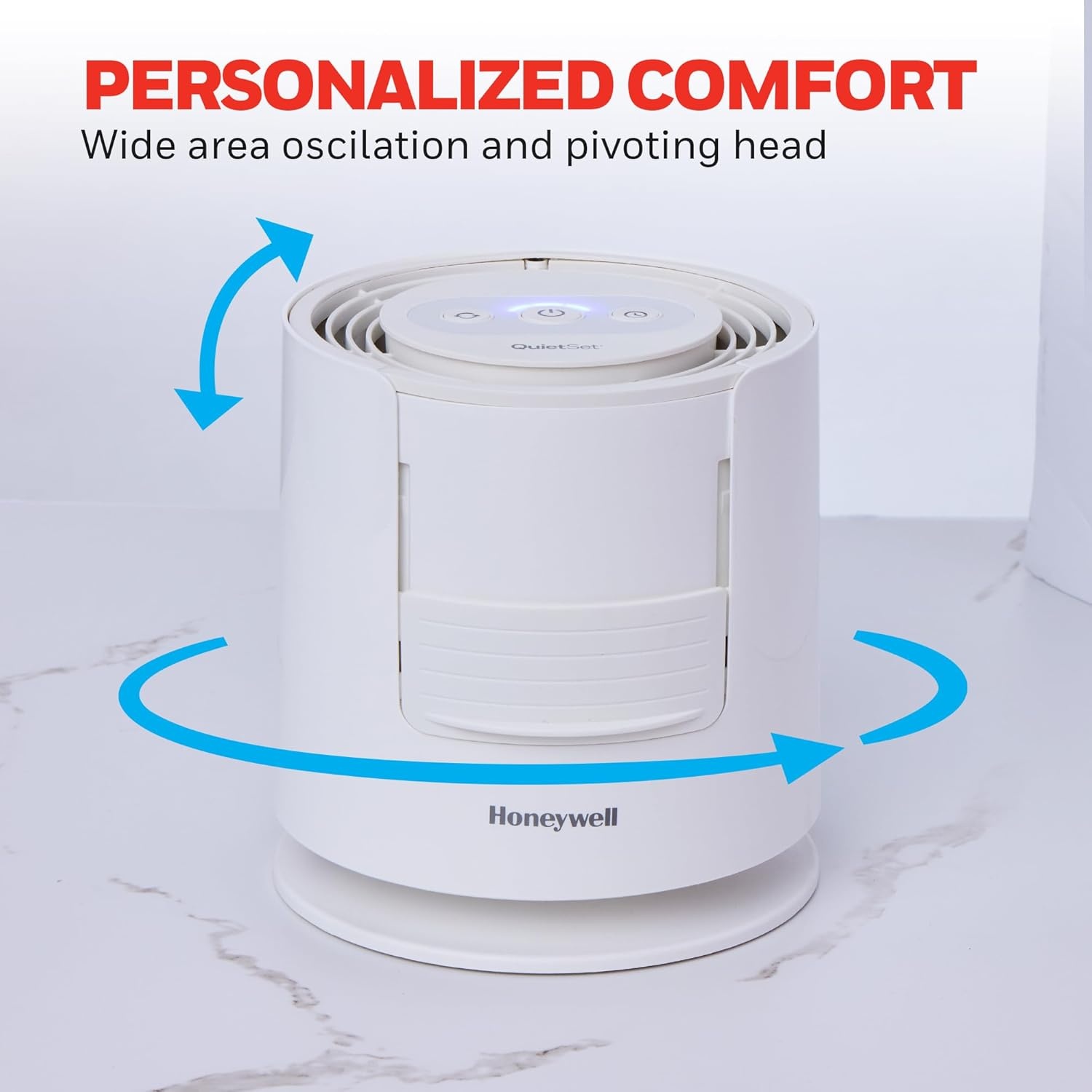 image:imageHoneywell QuietSet Personal Sleep Fan Noise Machine with Pink Noise 3 Speeds Adjustable Head Nightstand and Bedside Fan White HTF300W