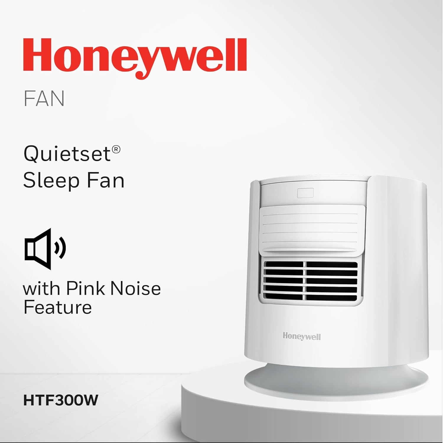 image:imageHoneywell QuietSet Personal Sleep Fan Noise Machine with Pink Noise 3 Speeds Adjustable Head Nightstand and Bedside Fan White HTF300W