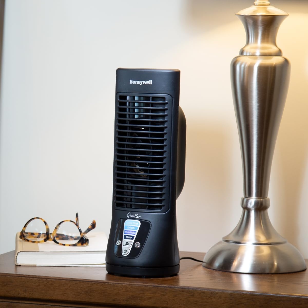image:imageHoneywell QuietSet Personal Table Fan Oscillating Personal Desk Fan with Quiet Operation 4 Levels of Power and Sound Black HTF210BFan