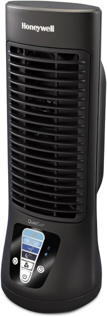 image:imageHoneywell QuietSet Personal Table Fan Oscillating Personal Desk Fan with Quiet Operation 4 Levels of Power and Sound Black HTF210BFan
