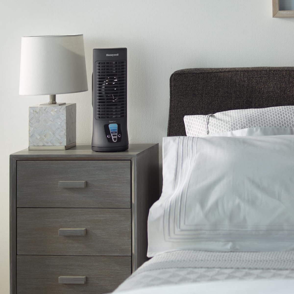 image:imageHoneywell QuietSet Personal Table Fan Oscillating Personal Desk Fan with Quiet Operation 4 Levels of Power and Sound Black HTF210BFan Pack of 2