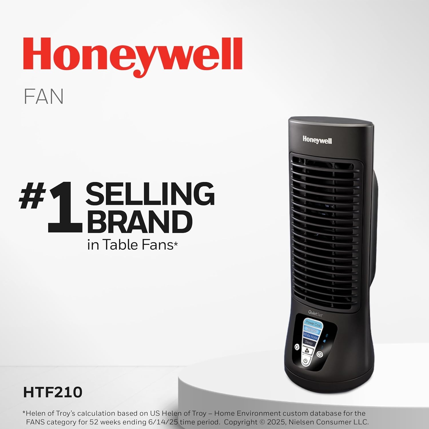 image:imageHoneywell QuietSet Personal Table Fan Oscillating Personal Desk Fan with Quiet Operation 4 Levels of Power and Sound Black HTF210BFan Pack of 2