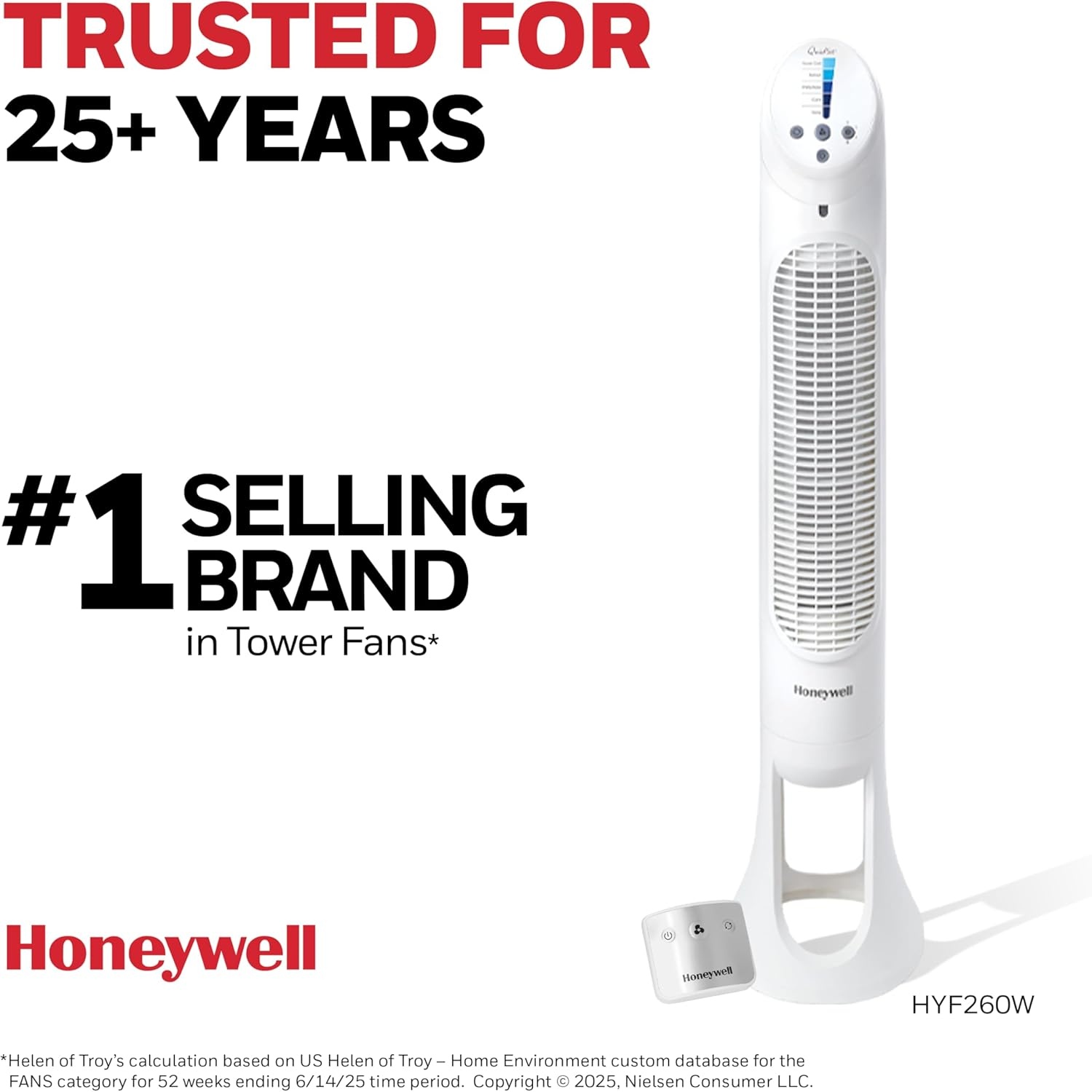 image:imageHoneywell QuietSet Whole Room Oscillating Tower Fan with Remote White HYF260