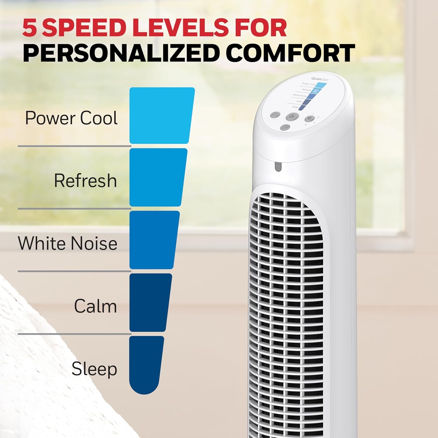 image:imageHoneywell QuietSet Whole Room Oscillating Tower Fan with Remote White HYF260