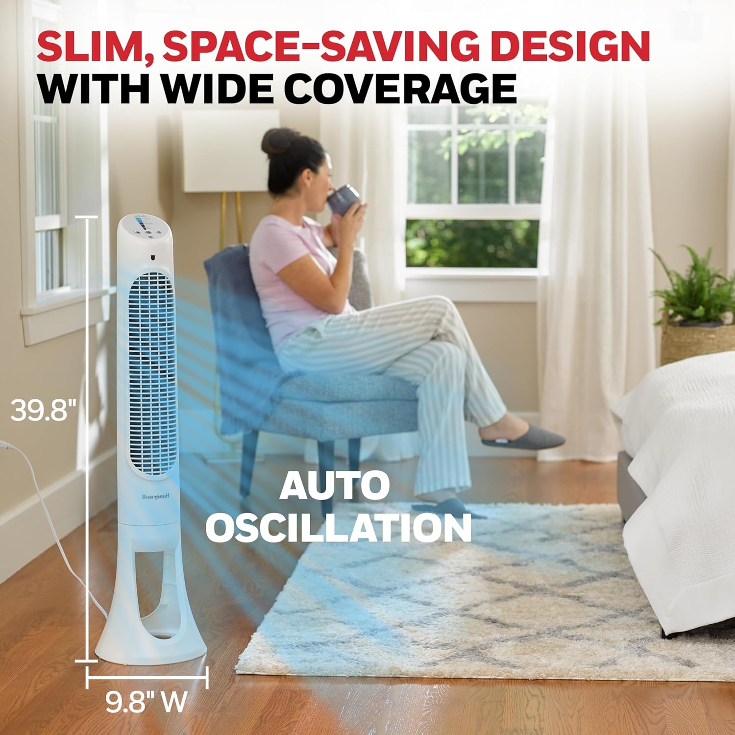 image:imageHoneywell QuietSet Whole Room Oscillating Tower Fan with Remote White HYF260