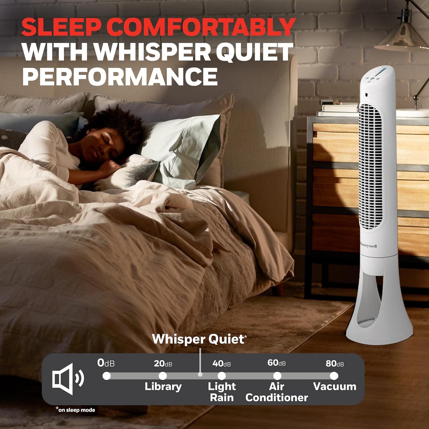 image:imageHoneywell QuietSet Whole Room Oscillating Tower Fan with Remote White HYF260