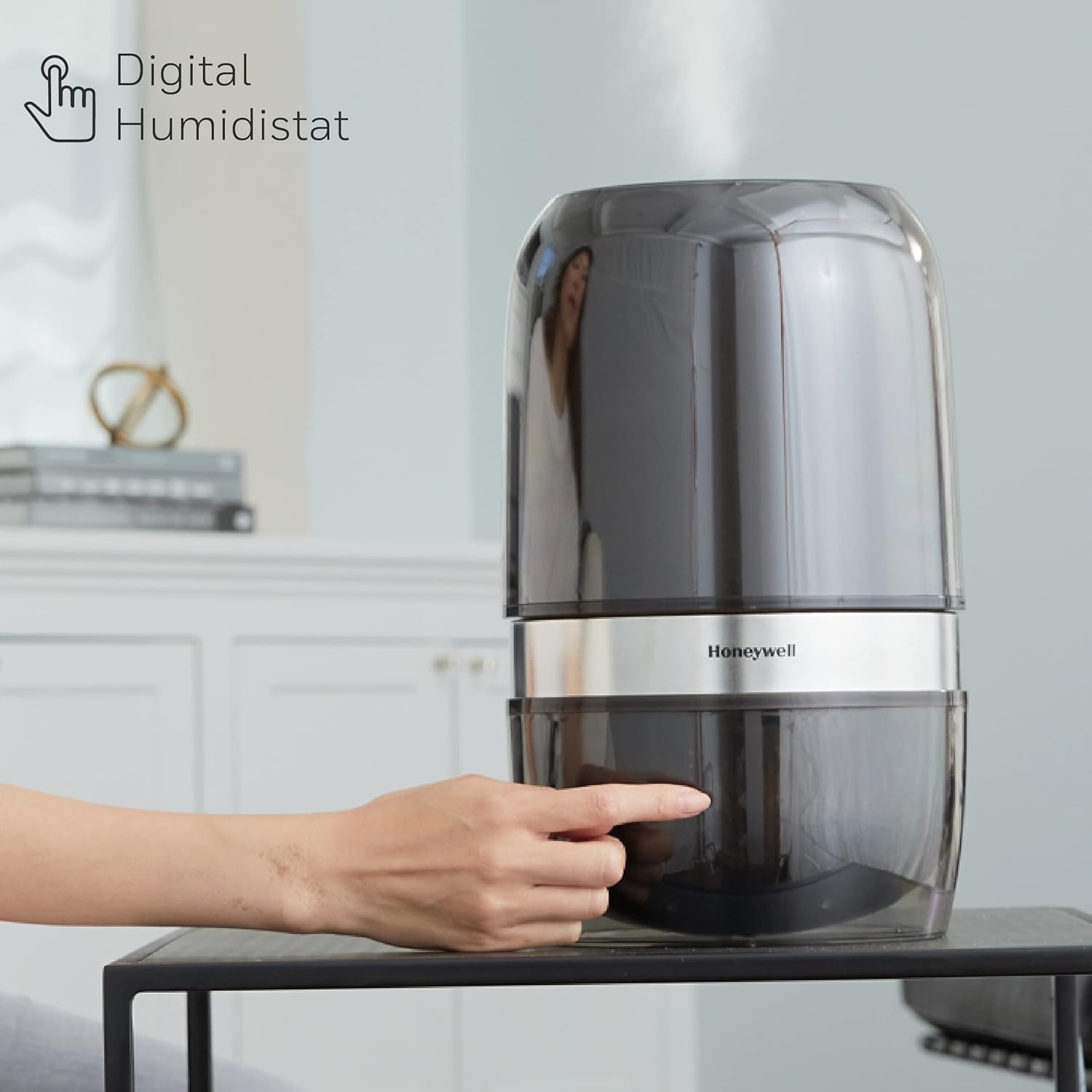 image:imageHoneywell Reflection Ultrasonic Cool Mist Humidifier Cool Mist Top Fill Humidifier for Medium Room Bedroom Kids Room and Office Helps relieve cough and congestion Black HUL900B