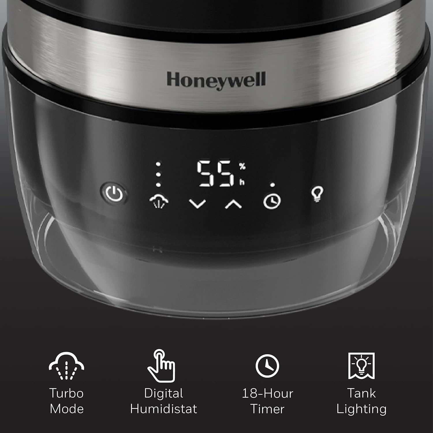 image:imageHoneywell Reflection Ultrasonic Cool Mist Humidifier Cool Mist Top Fill Humidifier for Medium Room Bedroom Kids Room and Office Helps relieve cough and congestion Black HUL900B