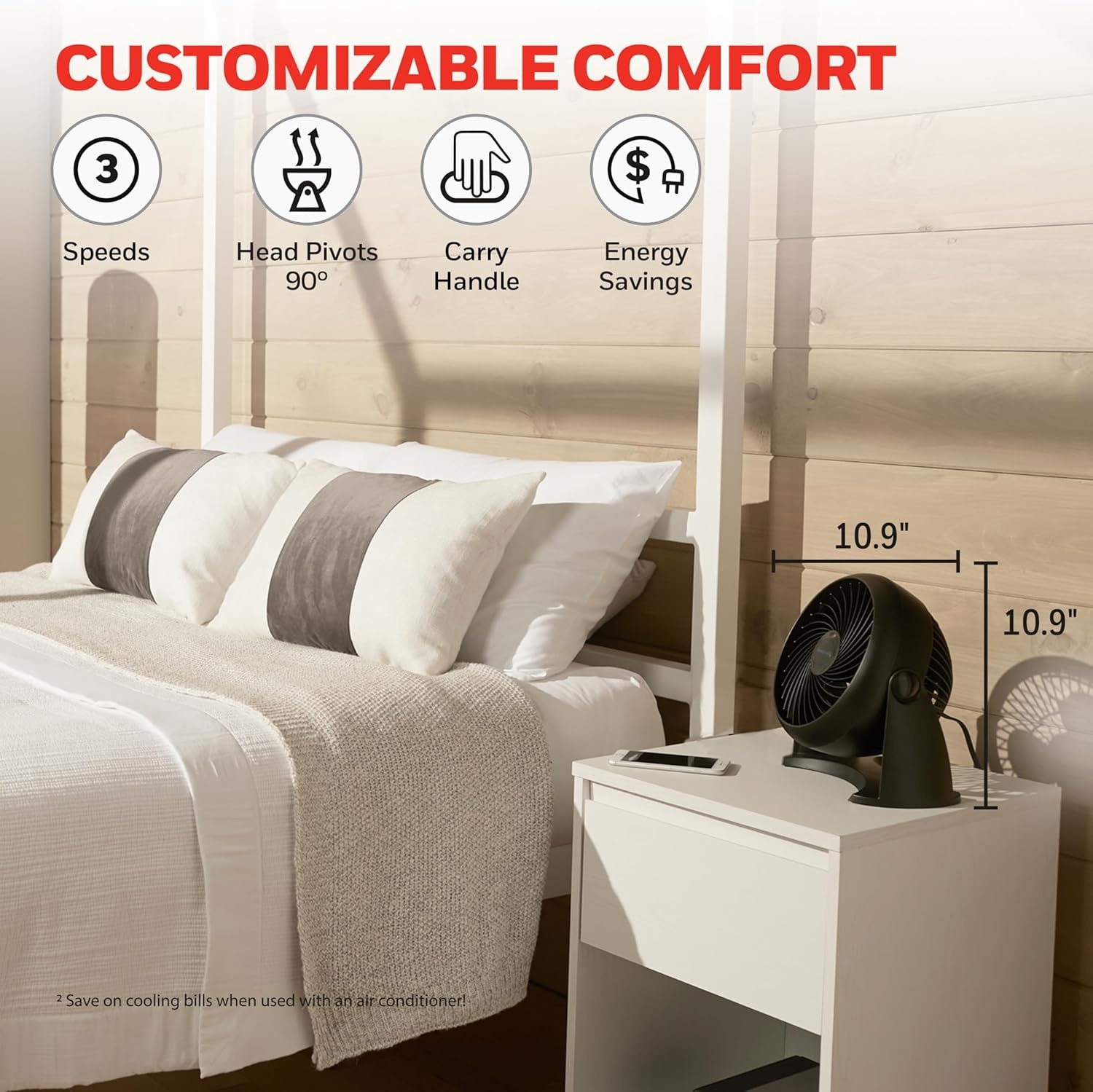 image:imageHoneywell TurboForce Air Circulator Small Tabletop Fan Quiet Personal Fan for Home or Office 3 Speeds 90 Degree Pivoting Head Black HT900Black