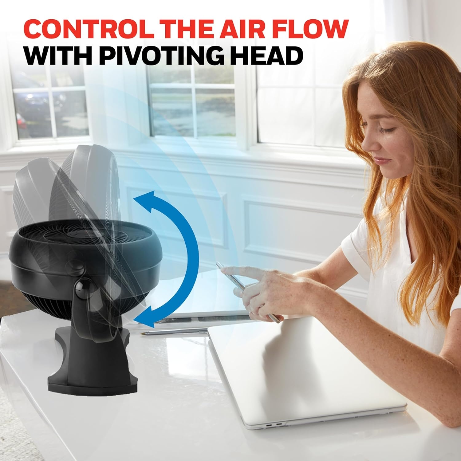 image:imageHoneywell TurboForce Air Circulator Small Tabletop Fan Quiet Personal Fan for Home or Office 3 Speeds 90 Degree Pivoting Head Black HT900Black