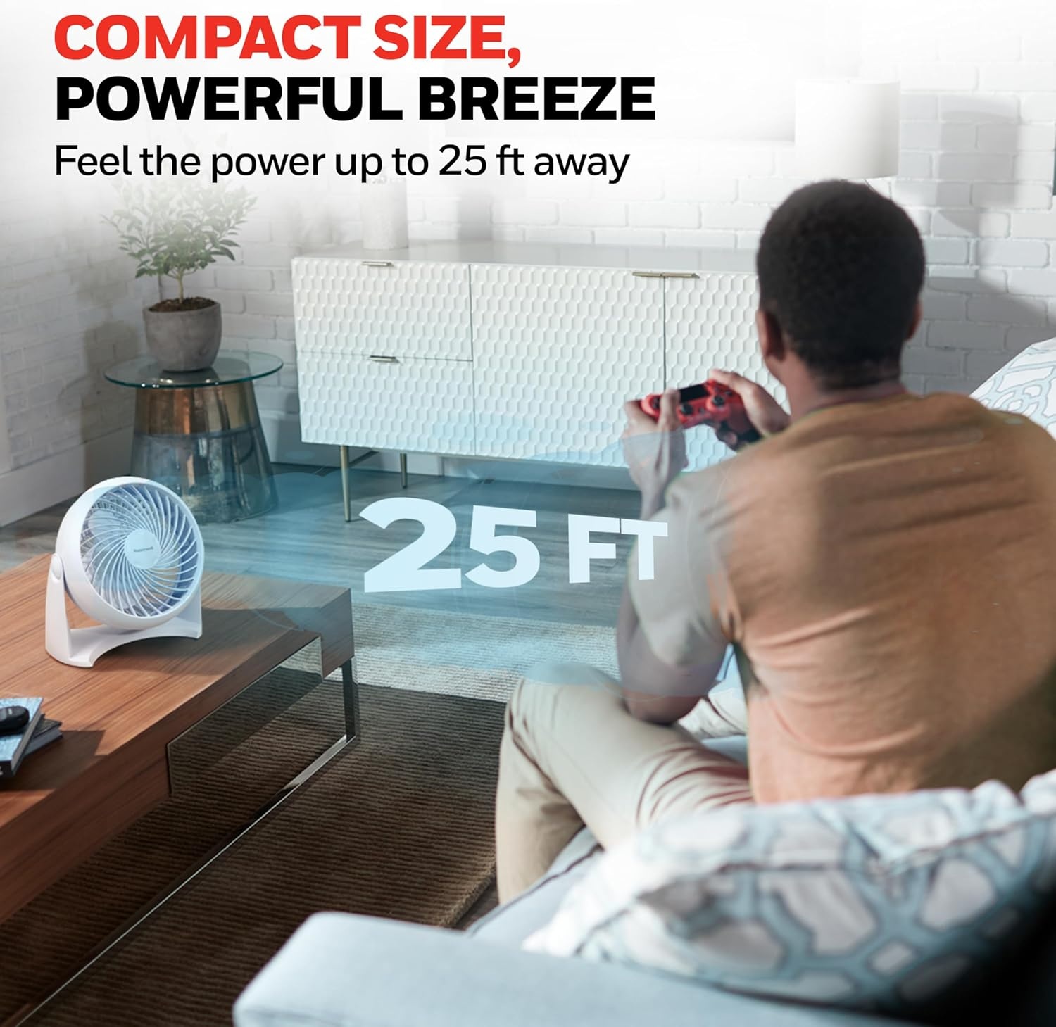 image:imageHoneywell TurboForce Air Circulator Small Tabletop Fan Quiet Personal Fan for Home or Office 3 Speeds 90 Degree Pivoting Head Black HT900White