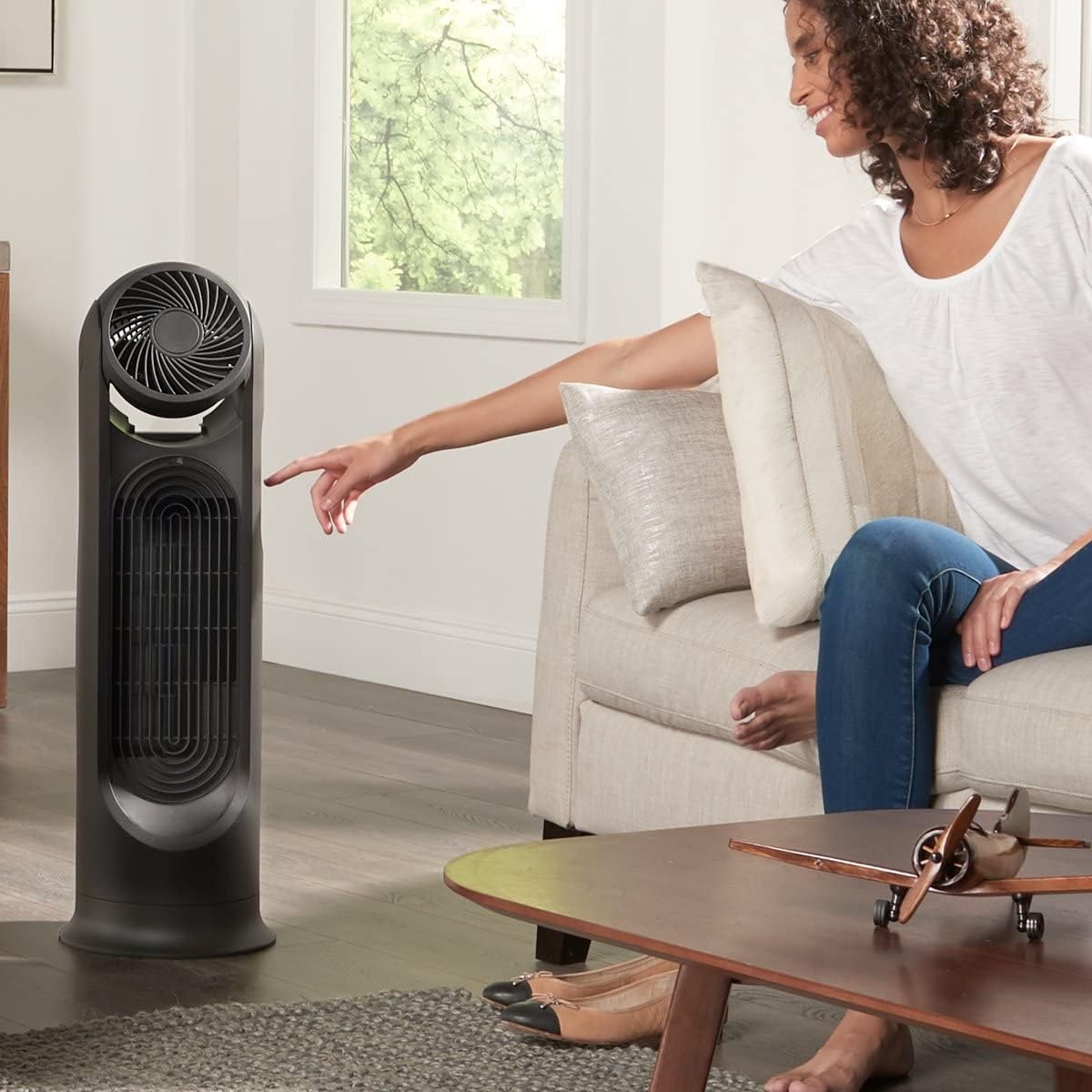 image:imageHoneywell TurboForce Tower Fan 2in1 Fan with 6 speeds quiet operation quality Stylish Tower Fan for home room bedroom or home office Black HYF502Fan