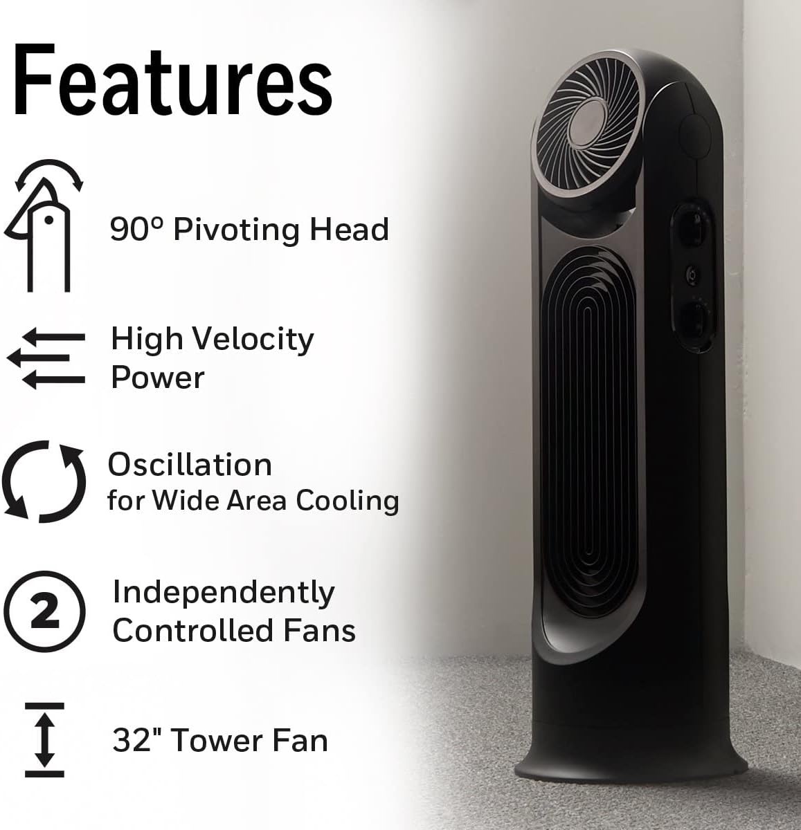 image:imageHoneywell TurboForce Tower Fan 2in1 Fan with 6 speeds quiet operation quality Stylish Tower Fan for home room bedroom or home office Black HYF502Fan