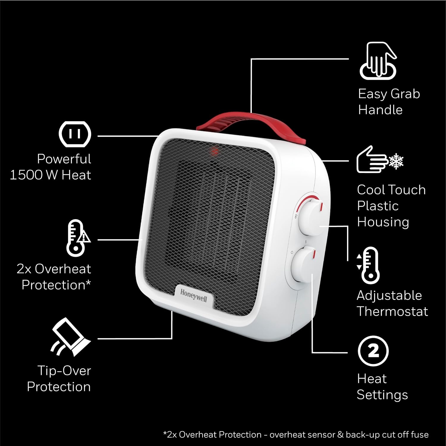 image:imageHoneywell UberHeat 5 Ceramic Space Heater for Small Rooms White