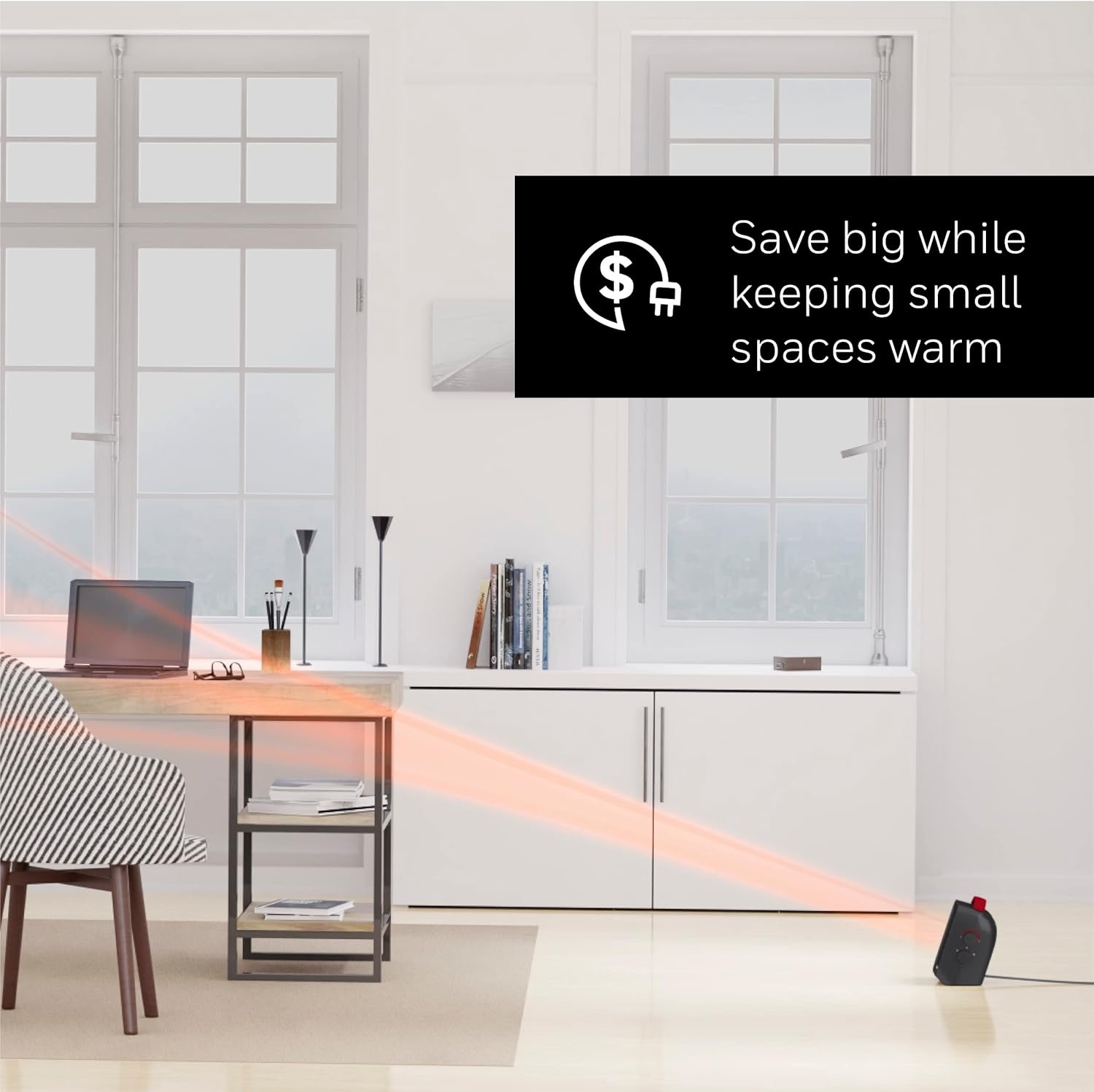 image:imageHoneywell UberHeat 5 Portable Ceramic 1500W Space Heater Indoor space heater for Small Rooms Bedrooms and Homes Fast Heating with Tipover Protection Black HEC210B