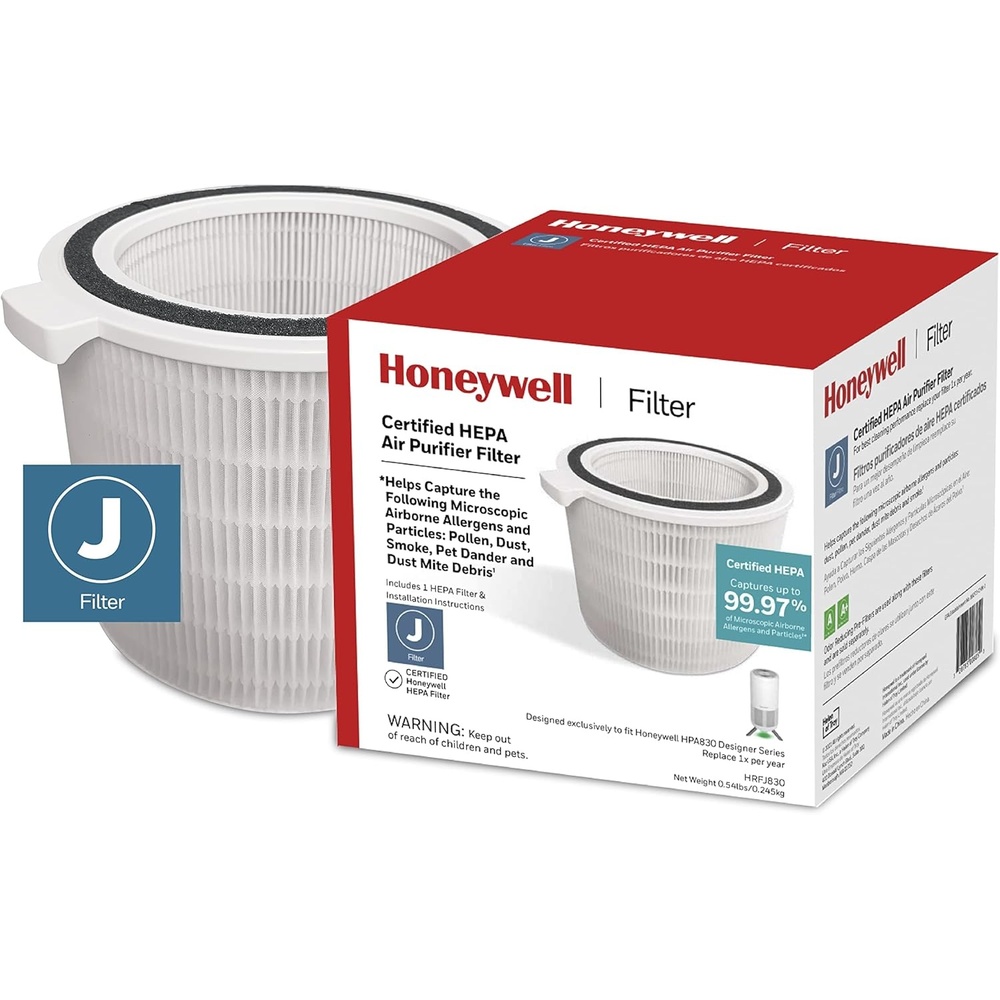 image:imageHoneywell HEPA Air Purifier Filter Air Filter for Airborne Allergens Wildfire Smoke Dust Pet Dander Pollen amp More 1 Pack J HEPA Filter for Honeywell HP1830 Air Purifiers HRFJ830Pack of 1